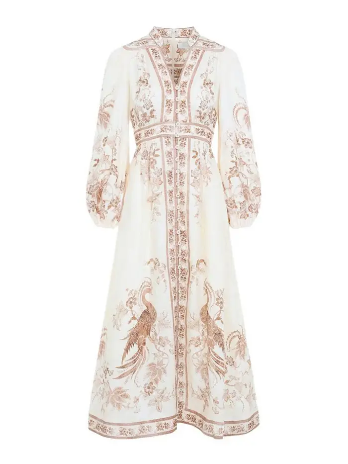 Zimmermann Abito lungo in lino Indra Beige