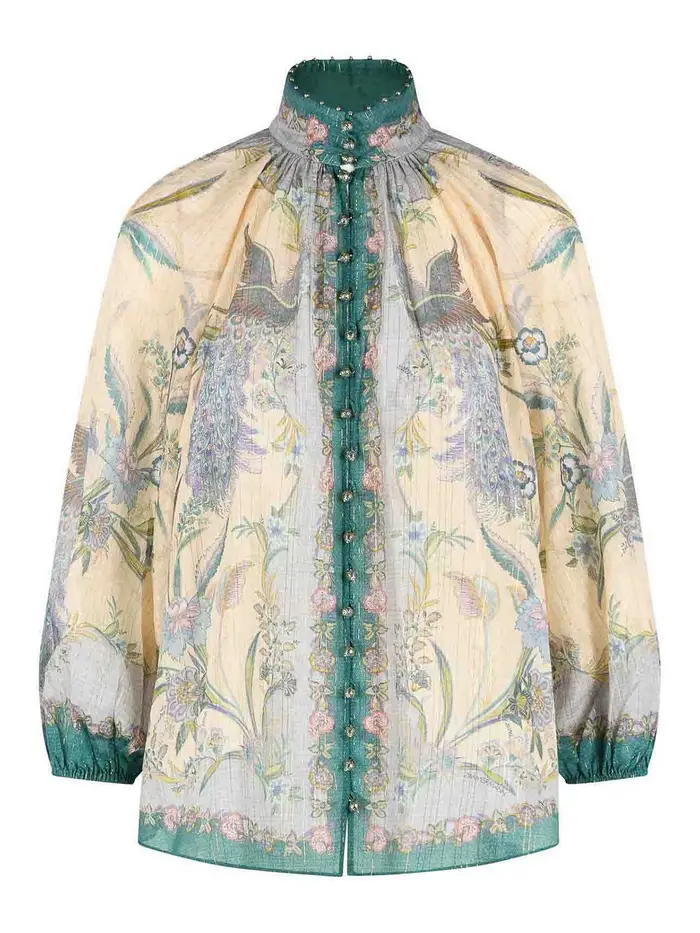 Zimmermann Blusa in misto cotone panna indra billow Crema