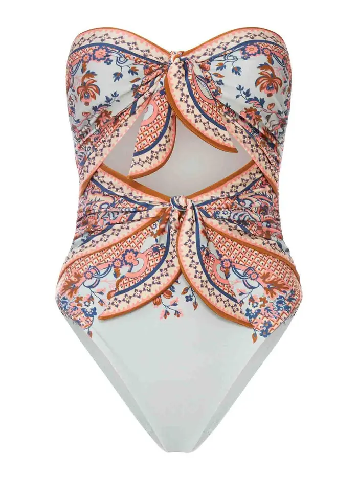 Zimmermann Costume da bagno con dettaglio sciarpa Aster Blu