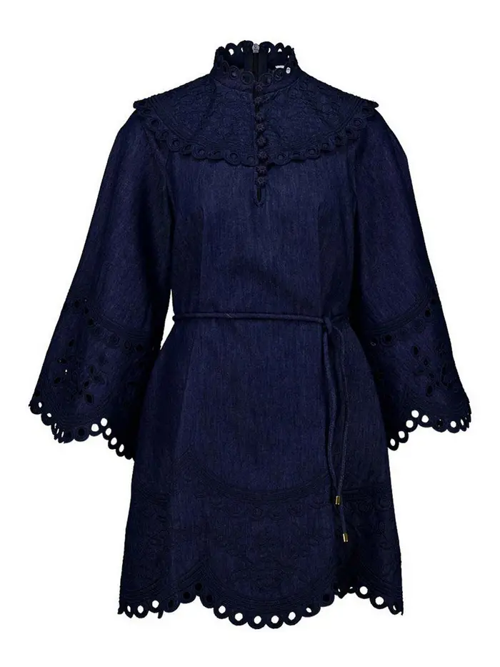 Zimmermann Miniabito in denim Mahon Blu
