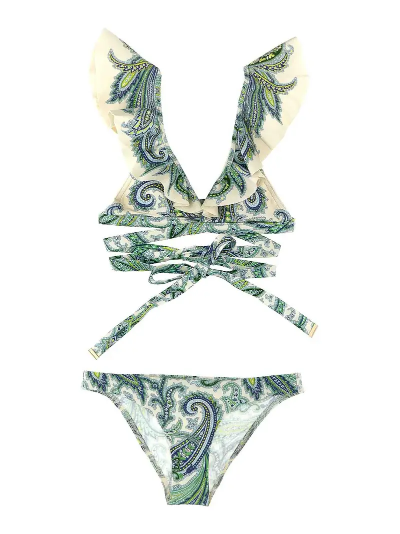 Zimmermann Ottie Ruffle Bikini Verde