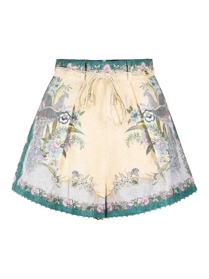 Zimmermann pantaloncini di lino color crema indra tuck