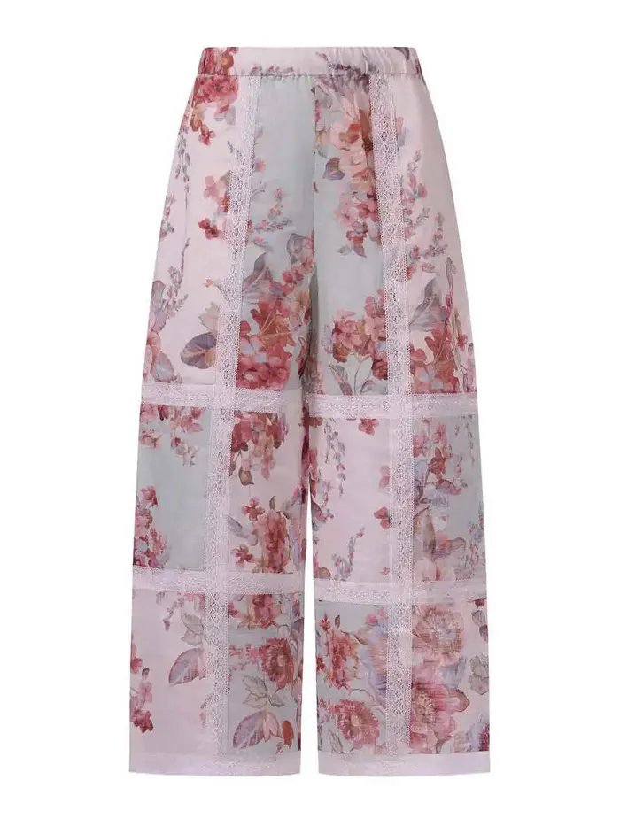 Zimmermann Pantalone Con Stampa Rosa