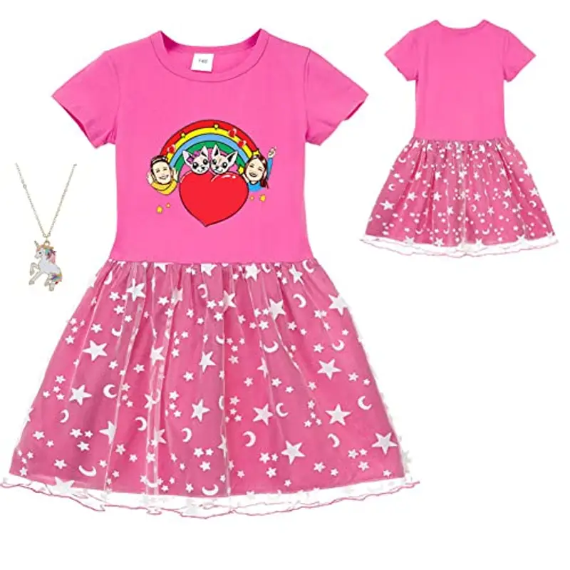 ZKomoL Youtuber Bambina Abbigliamento Vestito Bambina Vestitome Maglietta Bambina (IT, età, 5 Anni, 6 Anni, Regular, Rossa D)