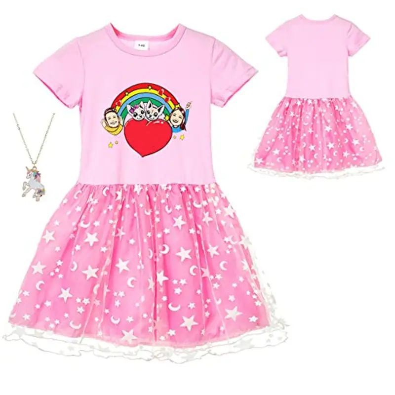 ZKomoL Youtuber Bambina Abbigliamento Vestito Bambina Vestitome Maglietta Bambina (IT, età, 7 Anni, 8 Anni, Regular, Rosa D)
