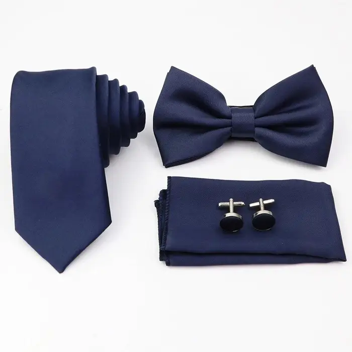 Set di cravatte da uomo 5 pezzi, verde salvia, papillon in poliestere, spilla con gemelli, per abito da sposo, festa di nozze