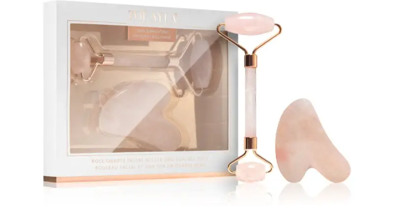 Rose Quartz Roller And Gua Sha Tool confezione regalo per il viso 2 pezzi